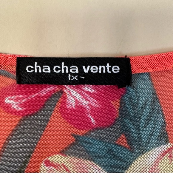 Women 1X Tropical Cover Up Kimono Swim Top Beach Hawaiian Resort Cha Cha Vente - Picture 6 of 8